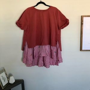 Mainstream Boutique Wonderland by Orange Copper Layered Blouse Size Large